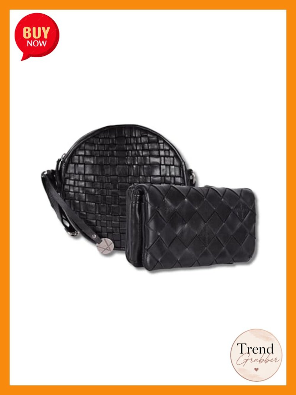 Genuine Leather Crossbody Bag & Wallet Set for Women Zipper Shoulder Bag